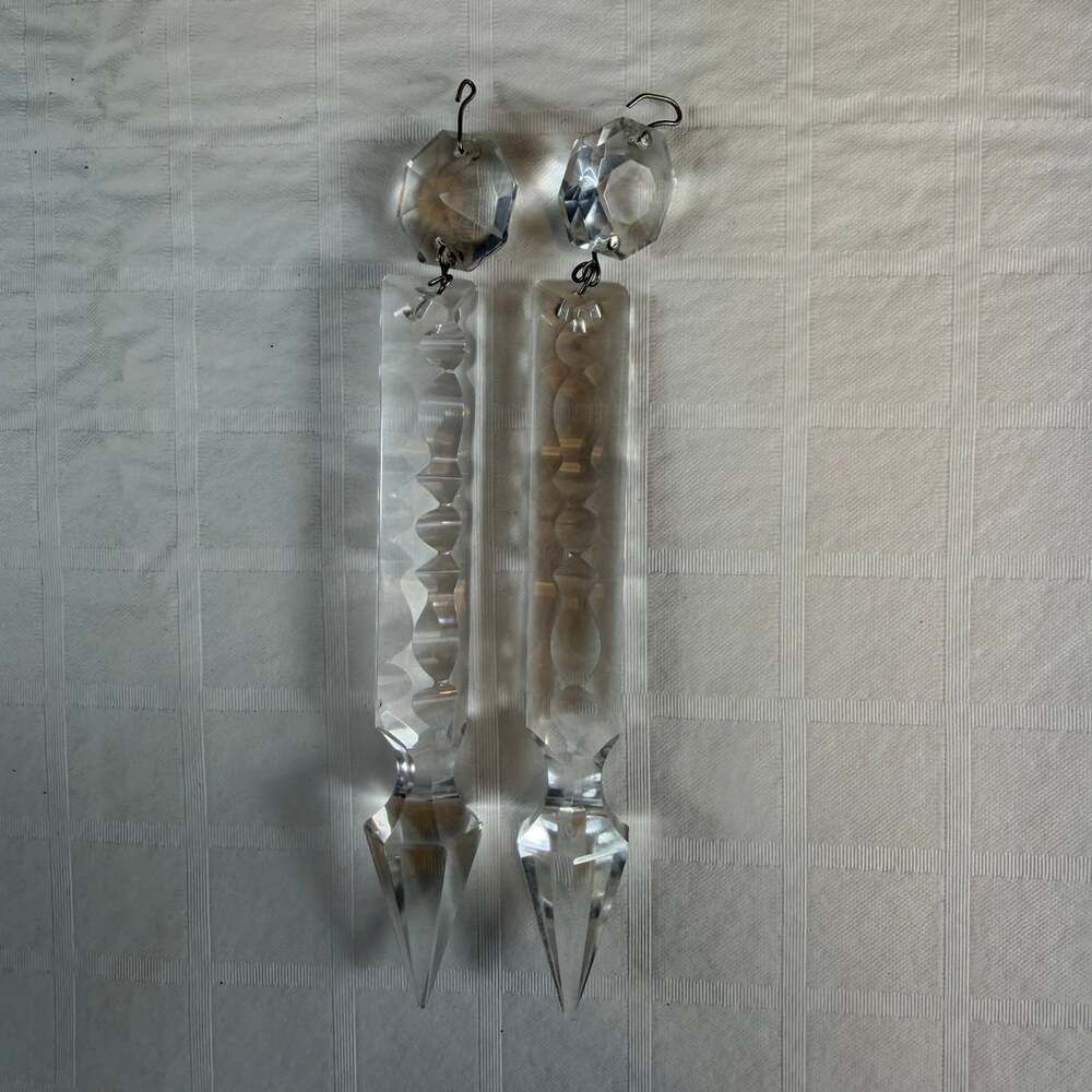 Clear Crystal Chandelier Prism Drops w/ Hooks 6" (2 Pack)